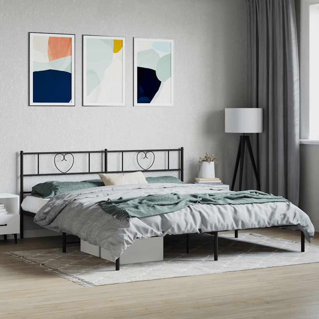 Vidaxl bedframe met hoofdbord metaal zwart 180x200 cm