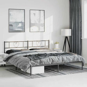 Vidaxl bedframe met hoofdbord metaal zwart 183x213 cm