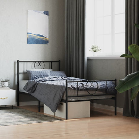 Vidaxl bedframe met hoofd- en voeteneinde metaal zwart 80x200 cm