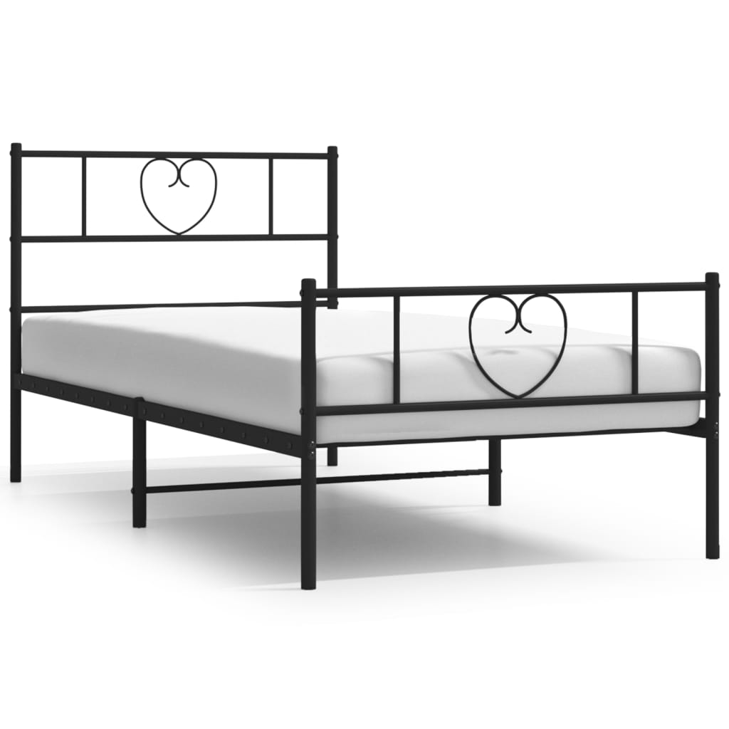 Vidaxl bedframe met hoofd- en voeteneinde metaal zwart 90x190 cm