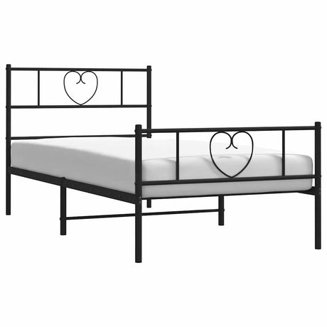 Vidaxl bedframe met hoofd- en voeteneinde metaal zwart 100x200 cm