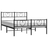Vidaxl bedframe met hoofd- en voeteneinde metaal zwart 150x200 cm
