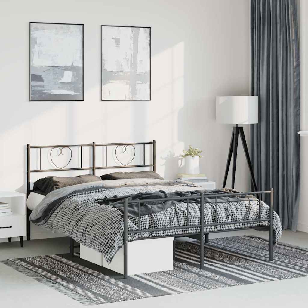 Vidaxl bedframe met hoofd- en voeteneinde metaal zwart 150x200 cm