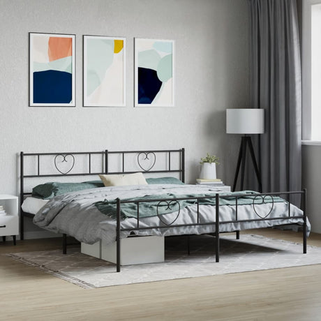 Vidaxl bedframe met voetbord zonder matras metaal zwart 180x200 cm