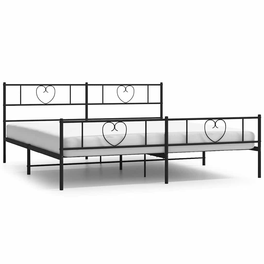 Vidaxl bedframe met hoofd- en voeteneinde metaal zwart 193x203 cm