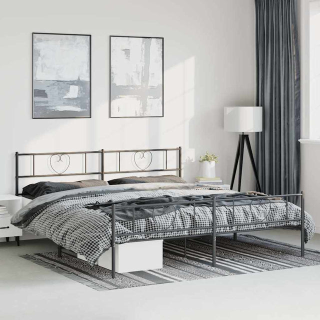 Vidaxl bedframe met hoofd- en voeteneinde metaal zwart 193x203 cm