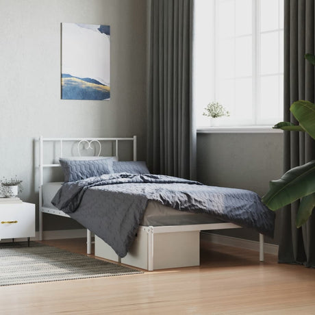 Vidaxl bedframe met hoofdbord metaal wit 90x200 cm
