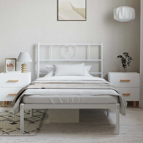 Vidaxl bedframe met hoofdbord metaal wit 100x190 cm