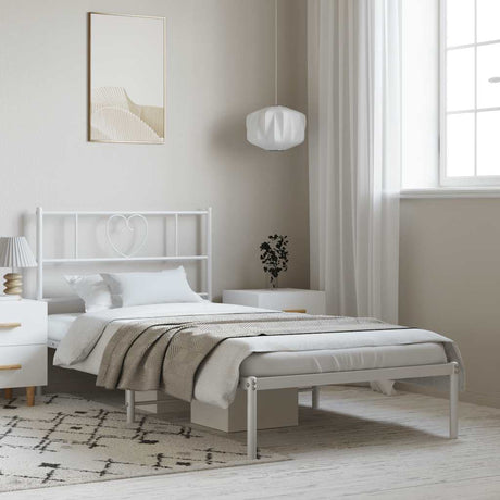 Vidaxl bedframe met hoofdbord metaal wit 100x190 cm