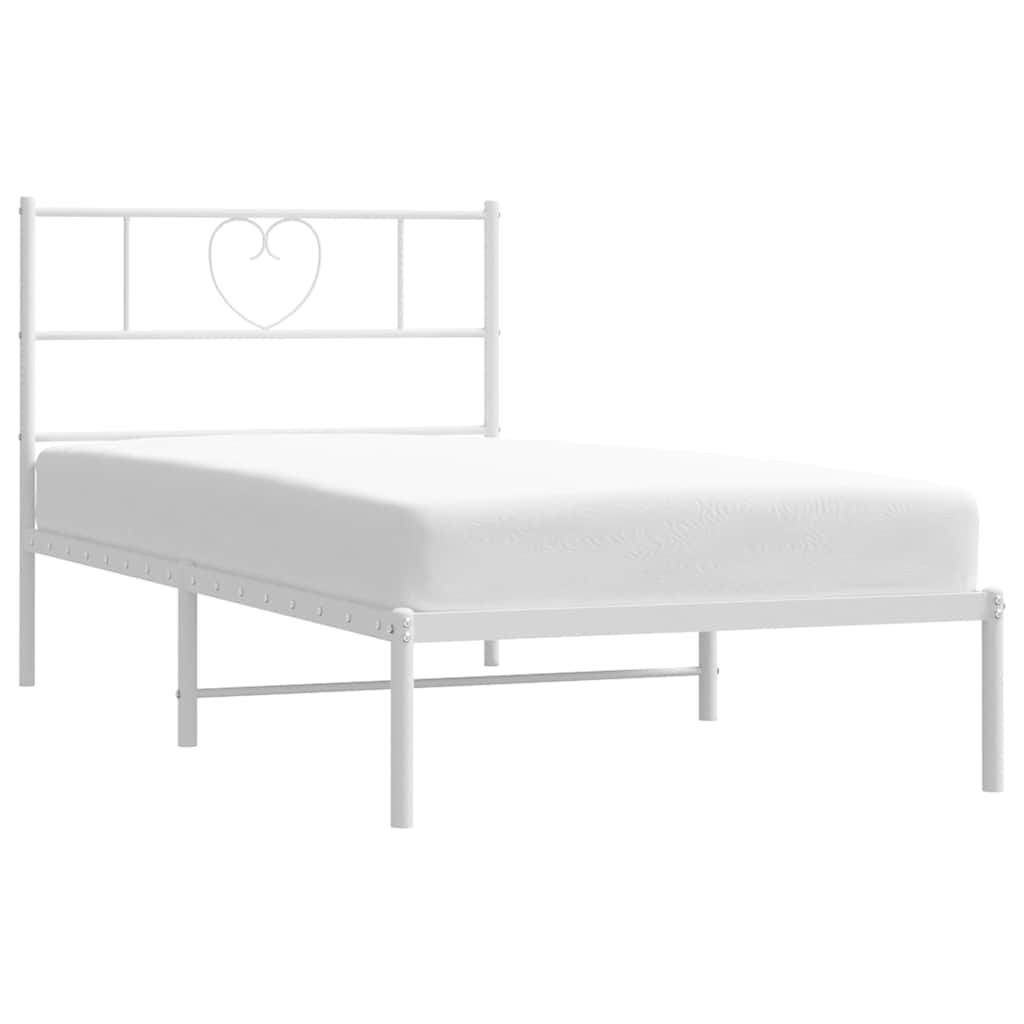 Vidaxl bedframe met hoofdbord metaal wit 107x203 cm