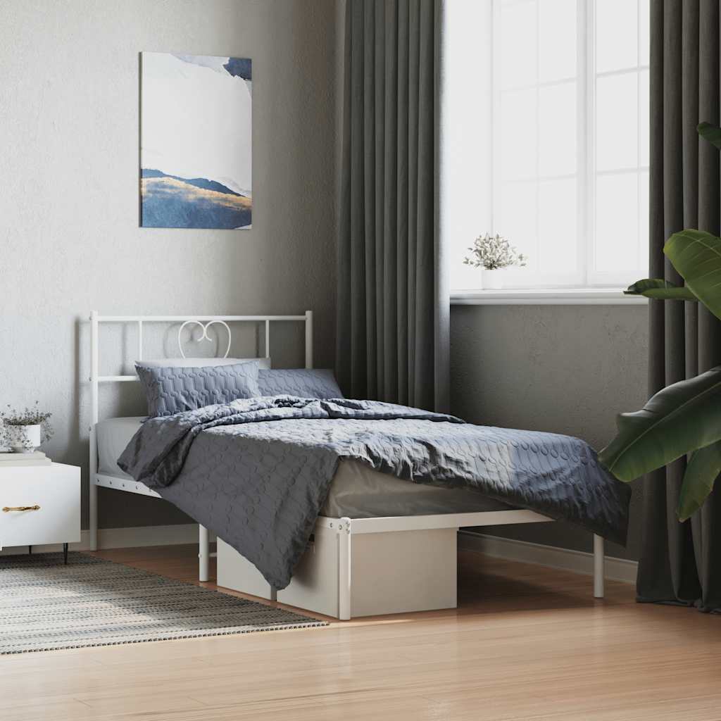 Vidaxl bedframe met hoofdbord metaal wit 107x203 cm
