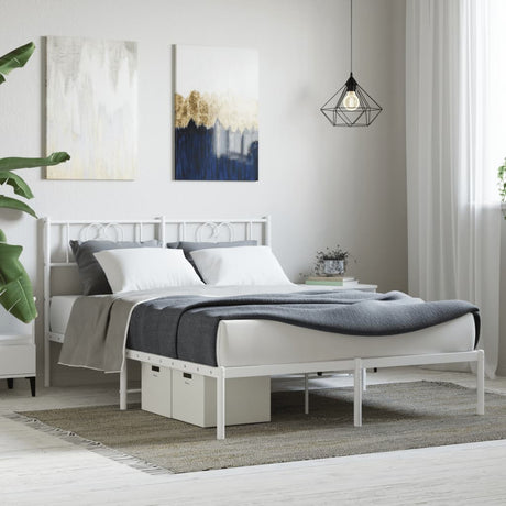 Vidaxl bedframe met hoofdbord metaal wit 140x200 cm