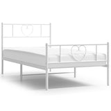 Vidaxl bedframe met hoofd- en voeteneinde metaal wit 90x190 cm