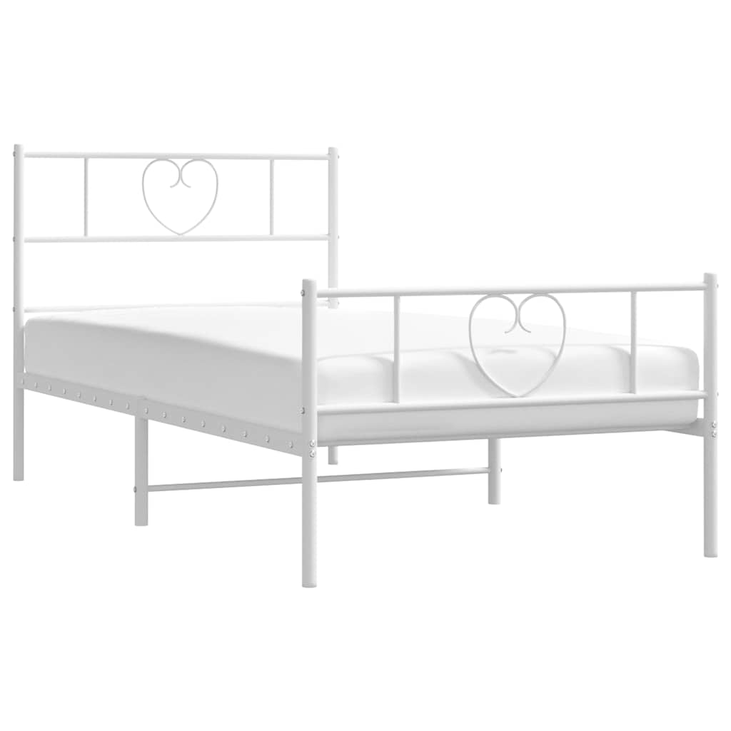 Vidaxl bedframe met hoofd- en voeteneinde metaal wit 100x190 cm
