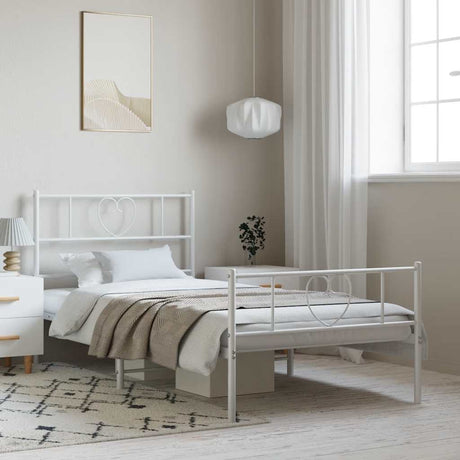 Vidaxl bedframe met hoofd- en voeteneinde metaal wit 100x200 cm