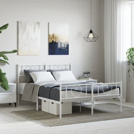 Vidaxl bedframe met hoofd- en voeteneinde metaal wit 120x200 cm