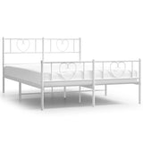 Vidaxl bedframe met hoofd- en voeteneinde metaal wit 140x190 cm