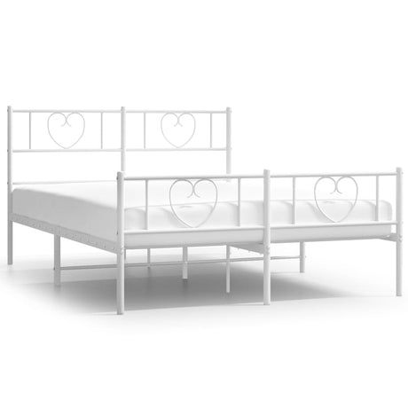 Vidaxl bedframe met hoofd- en voeteneinde metaal wit 140x200 cm