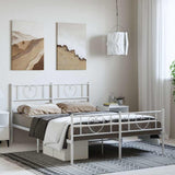 Vidaxl bedframe met hoofd- en voeteneinde metaal wit 150x200 cm