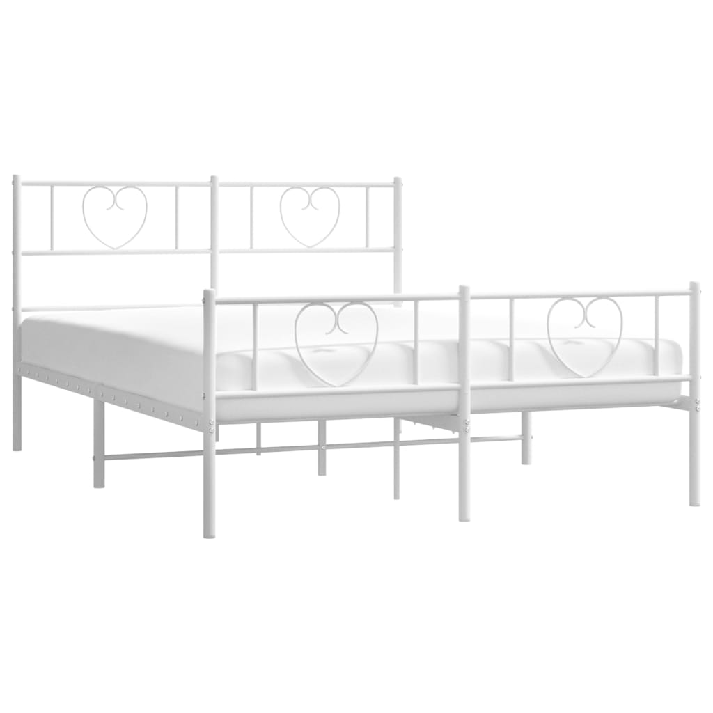 Vidaxl bedframe met hoofd- en voeteneinde metaal wit 160x200 cm