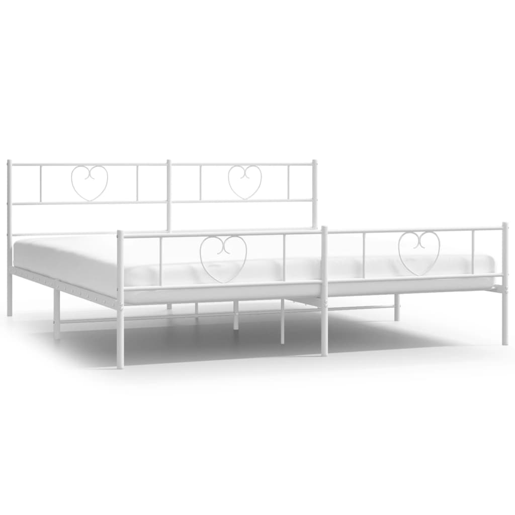 Vidaxl bedframe met hoofd- en voeteneinde metaal wit 180x200 cm