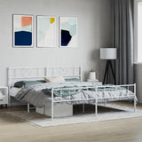 Vidaxl bedframe met hoofd- en voeteneinde metaal wit 180x200 cm