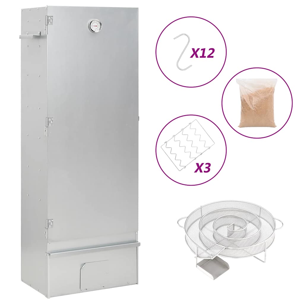 Vidaxl bbq-rookoven met koude rookgenerator gegalvaniseerd staal