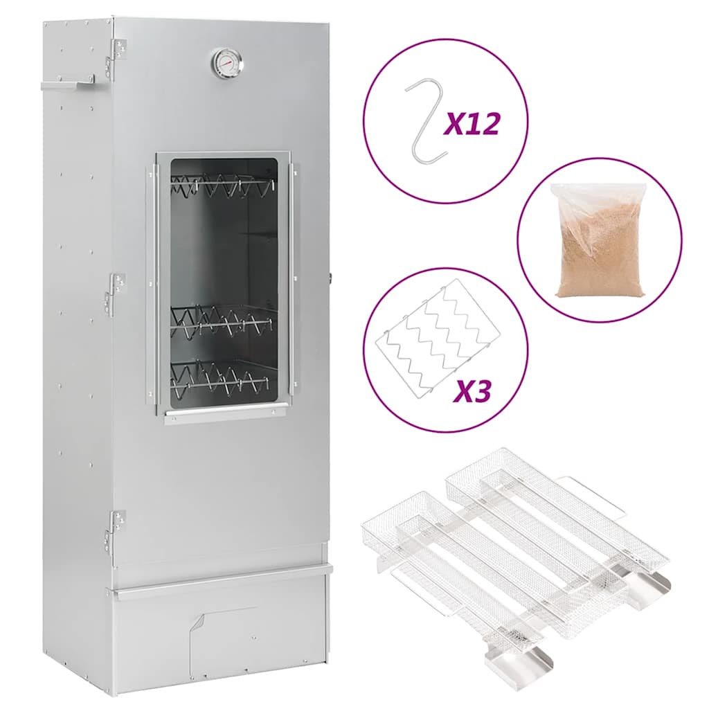 Vidaxl bbq-rookoven met koude rookgenerator gegalvaniseerd staal