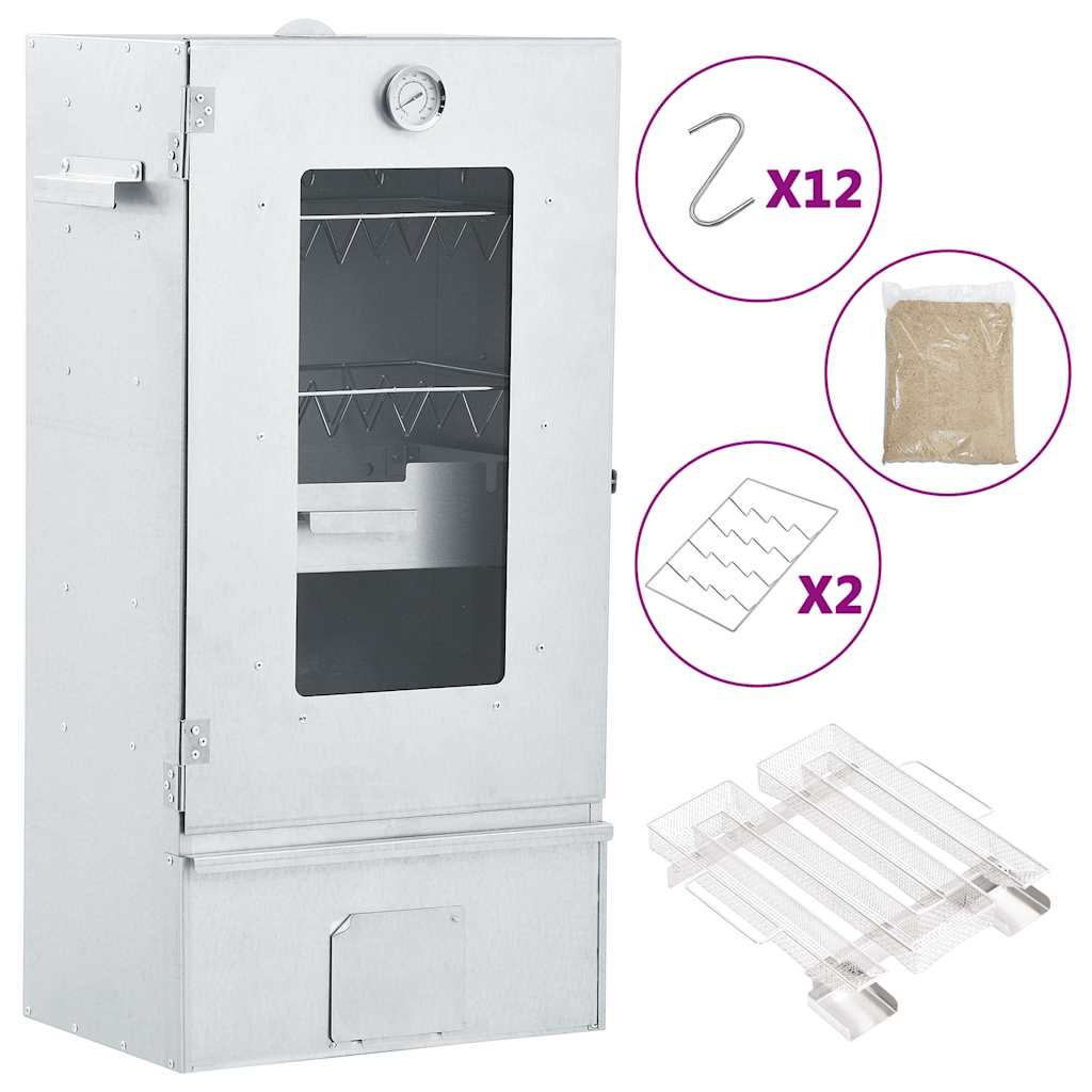 Vidaxl bbq-rookoven met koude rookgenerator gegalvaniseerd staal