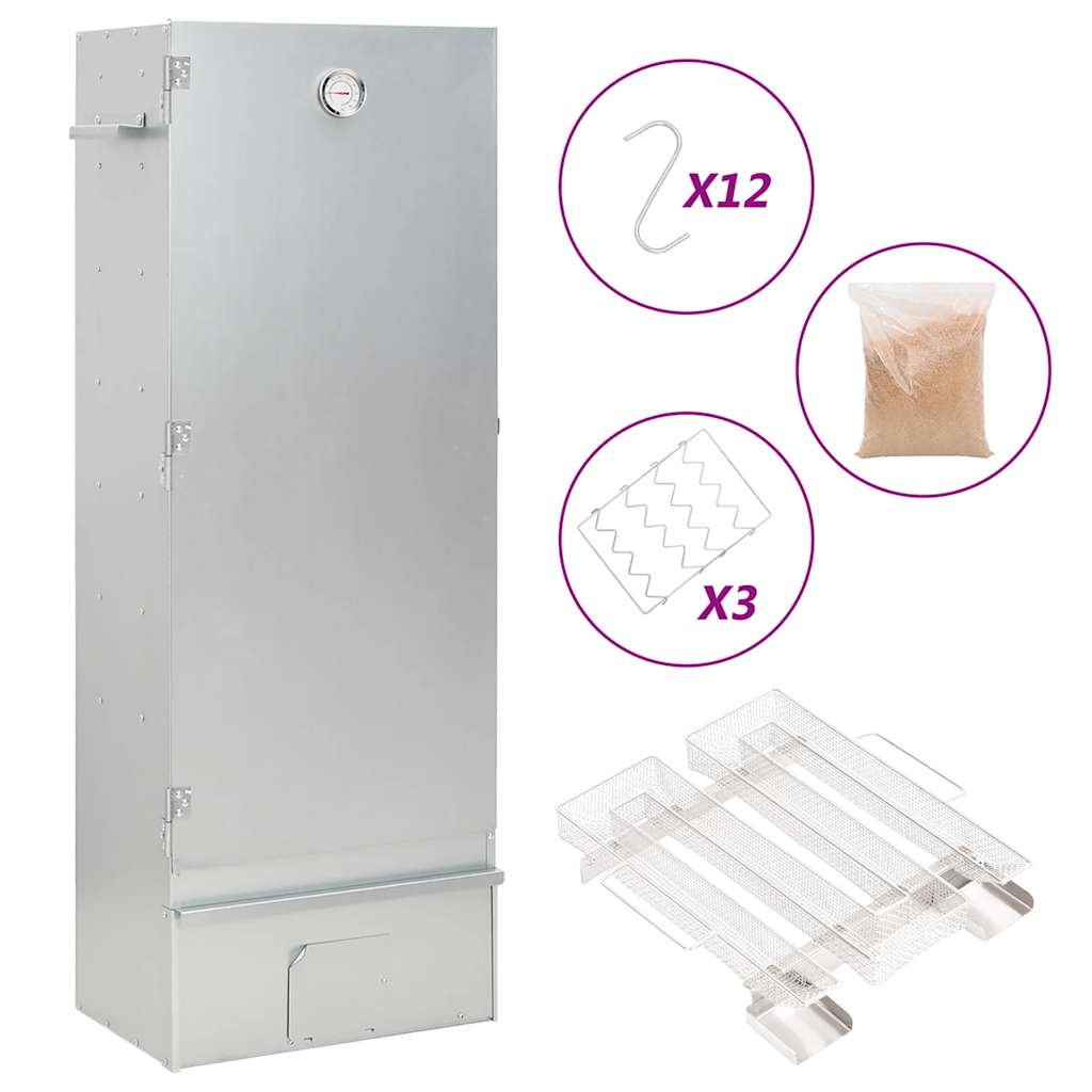 Vidaxl bbq-rookoven met koude rookgenerator gegalvaniseerd staal