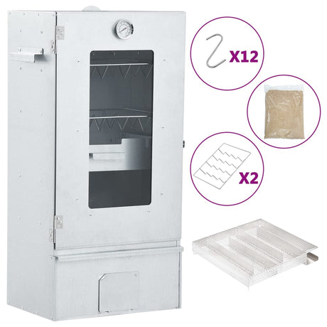 Vidaxl bbq-rookoven met koude rookgenerator gegalvaniseerd staal