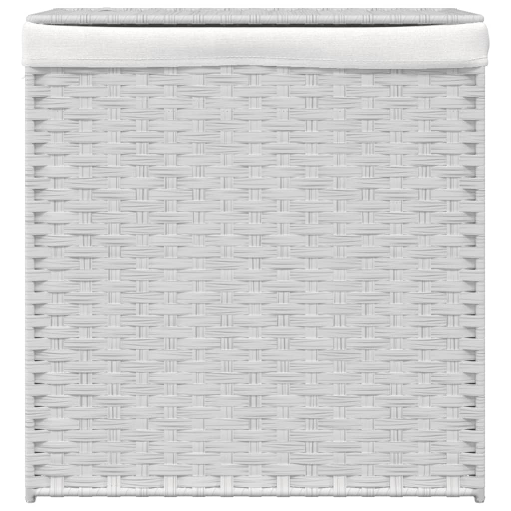 Panier à linge Vidaxl avec 2 compartiments 53x35x57 cm Poly Rattan blanc