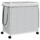 Canasta de lavandería Vidaxl sobre ruedas 60x35x60.5 cm rattan blanco