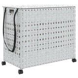 Canasta de lavandería Vidaxl sobre ruedas 66x35x60 cm rattan blanco