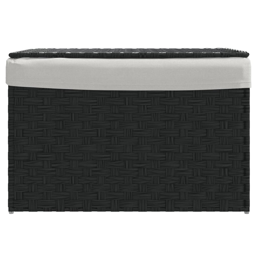 Panier à linge Vidaxl avec couvercle 55,5x35x34 cm Poly Rattan Black