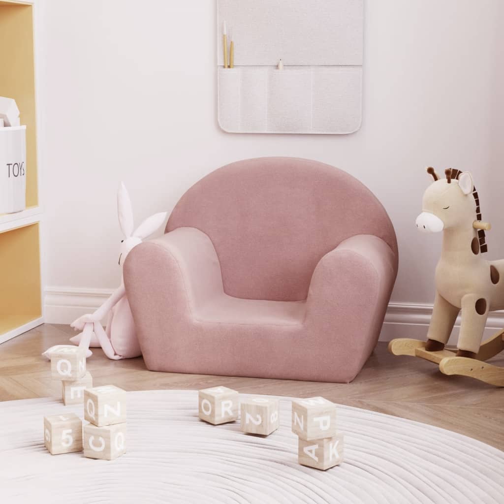 Vidaxl kinderbank roze zacht pluche