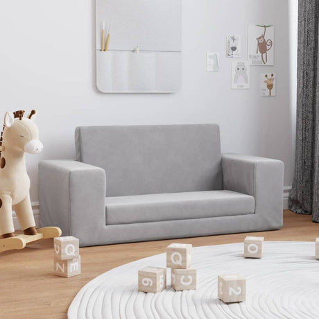 Vidaxl kinderslaapbank 2-zits zacht pluche lichtgrijs