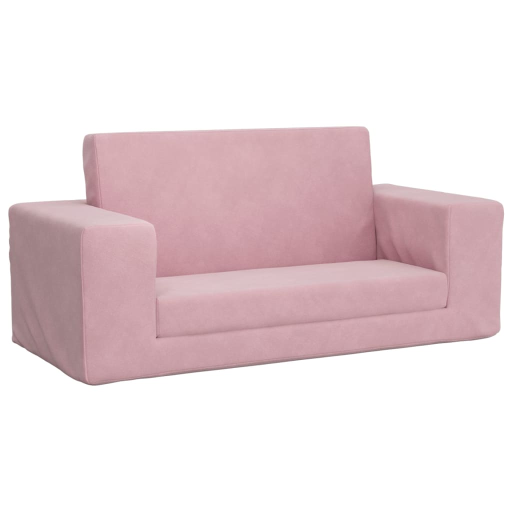 Vidaxl kinderslaapbank 2-zits zacht pluche roze