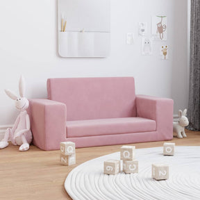 Vidaxl kinderslaapbank 2-zits zacht pluche roze
