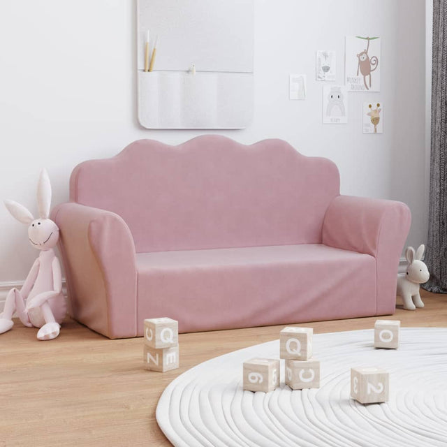 Vidaxl kinderbank 2-zits roze zacht pluche