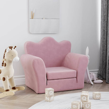 Vidaxl kinderslaapbank zacht pluche roze