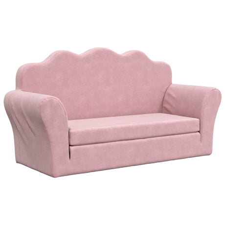Vidaxl kinderslaapbank 2-zits zacht pluche roze
