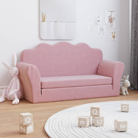 Vidaxl kinderslaapbank 2-zits zacht pluche roze