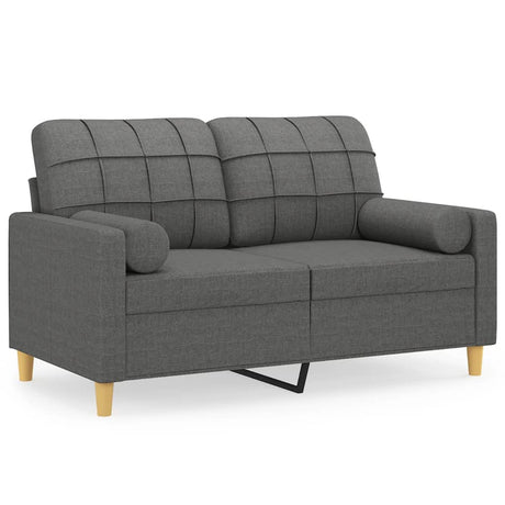 Vidaxl tweezitsbank met sierkussens 120 cm stof donkergrijs