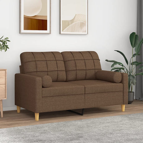 Vidaxl tweezitsbank met sierkussens 120 cm stof bruin