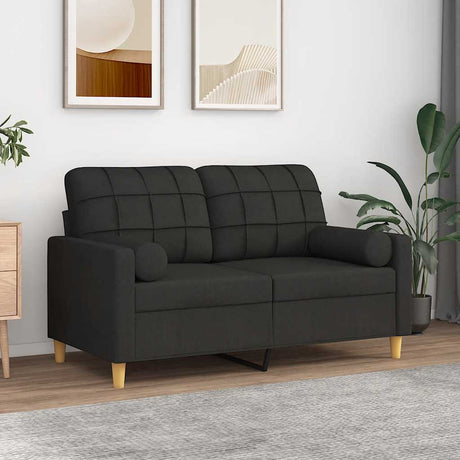Vidaxl tweezitsbank met sierkussens 120 cm stof zwart