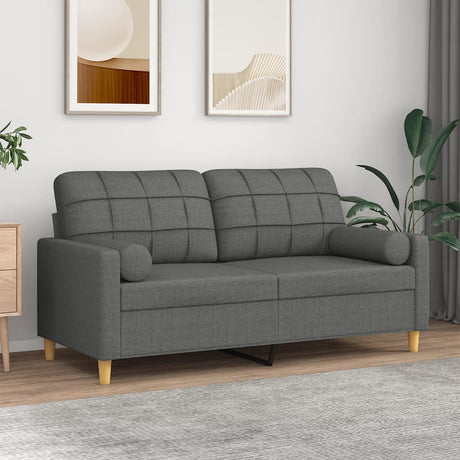 Vidaxl tweezitsbank met sierkussens 140 cm stof donkergrijs