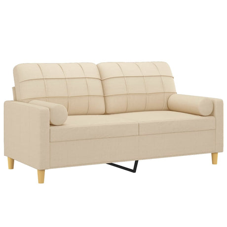 Vidaxl tweezitsbank met sierkussens 140 cm stof crèmekleurig