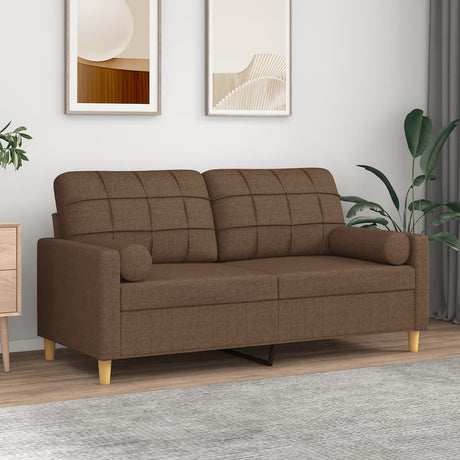 Vidaxl tweezitsbank met sierkussens 140 cm stof bruin