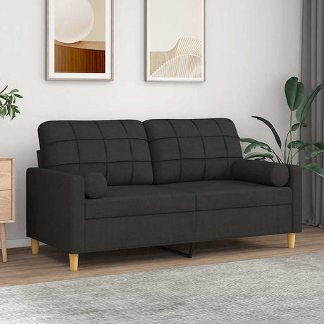 Vidaxl tweezitsbank met sierkussens 140 cm stof zwart